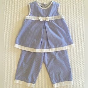 Anavini Girls’ Set, Blue with White Stripes, Size 4